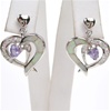 Silver Earrings (Rhodium Plated) with Inlay Created Opal, White & Tanzanite CZ
