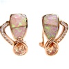 Silver Earrings (Rose Gold Plated) w/ Inlay Created Opal & Champagne CZ