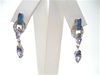 Silver Earrings W/ Inlay Created Opal and Tanzanite CZ
