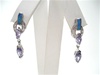 Silver Earrings W/ Inlay Created Opal and Tanzanite CZ