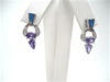 Silver Earrings W/ Inlay Created Opal and Tanzanite CZ