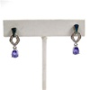 Silver Earrings with Inlay Created Opal, White & Tanzanite CZ