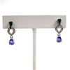 Silver Earrings with Inlay Created Opal, White & Tanzanite CZ