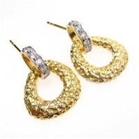 Silver Earring w/ White CZ (Gold Plated)