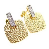 Silver Earring w/ White CZ (Gold Plated)