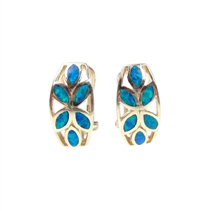 Gold Plated Silver Earrings with Inlay Created Opal