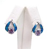 Silver Earring with Inlay Created Opal and Tanzanite CZ