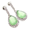 Silver Earring (Rhodium Plated w/ Wht and Jade CZ.