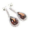 Silver Earrings (Rhodium Plated) w/Wht and Smky Topaz CZ.