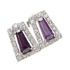 Silver Earrings (Rhodium Plated) w/ Wht Amethyst CZ.