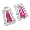 Silver Earrings (Rhodium Plated) w/ Wht  and Ruby CZ.