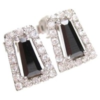 Silver Earrings (Rhodium Plated) w/ Wht and Black CZ.