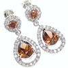 Silver Earrings w/ Smoky Topaz and White CZ