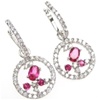 Silver Earring (Rhodium Plated) w/ Wht and Ruby CZ.