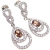 Silver Earrings (Rhodium Plated) w/ White and Smoky Topaz CZ