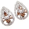 Silver Earrings (Rhodium Plated) w/ White and Smoky Topaz CZ