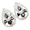 Silver Earrings (Rhodium Plated) w/ White and Onyx CZ