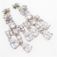 Silver Earrings (Rhodium Plated) w/ White CZ