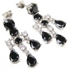 Silver Earrings (Rhodium Plated) w/ White and Onyx CZ