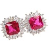 Silver Earrings (Rhodium Plated) w/ White & Ruby Color CZ