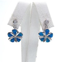 Silver Earring with Created Opal