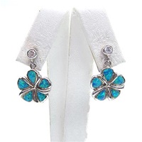 Silver Earring with Created Opal