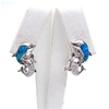 Silver Earrings with Inlay Created Opal & Wht CZ