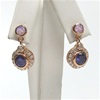 Silver Earring (Rose Gold Plated) with Inlay Created Opal, White and Tanzanite CZ
