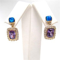 Created Earring (Gold Plated) with Tanzanite CZ