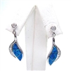 Silver Earrings with Inlay Created Opal and White CZ