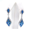 Silver Earrings with Inlay Created Opal & Wht CZ