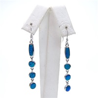 Silver Earrings with Inlay Created Opal