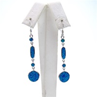 Silver Earrings with Inlay Created Opal