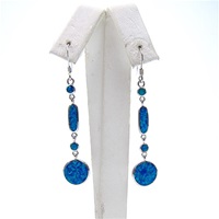 Silver Earrings with Inlay Created Opal