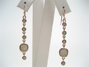 Silver Earrings (Rose Gold Plated) w/ Inlay Created Opal