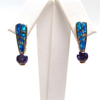 Created Earring (Gold Plated) with Tanzanite CZ