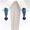 Silver Earring w/ Inlay Created Opal & Tanzanite CZ