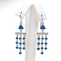 Silver Earrings with Inlay Created Opal & White CZ