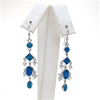 Silver Earrings with Inlay Created Opal & White CZ