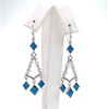 Silver Earrings with Inlay Created Opal & White CZ