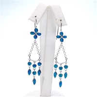 Silver Earrings with Inlay Created Opal & White CZ