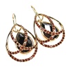 Silver Earrings (Rhodium Plated) w/ Black & Orange CZ