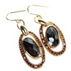 Silver Earrings (Rhodium Plated) w/ Black & Garnet CZ