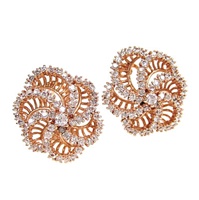 Silver Earrings (Rose Gold Plated) with White CZ