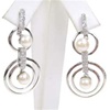 Silver Earring W/ White CZ + Fresh Water Pearl
