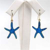 Silver Earrings (Gold Plated) with Inlay Created Opal