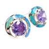 Sliver Earring with Created Opal & Tanzanite CZ