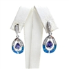 Silver Earring with Inlay Created Opal, White and Tanzanite CZ