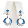 Silver Earrings with Inlay Created Opal and White CZ