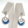 Silver Earrings w/ Inlay Created Opal & White CZ